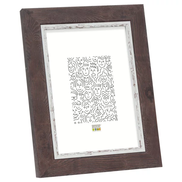 Cadre en plastique Leo 40x40 cm | noyer-blanc vintage | verre standard (2 mm)