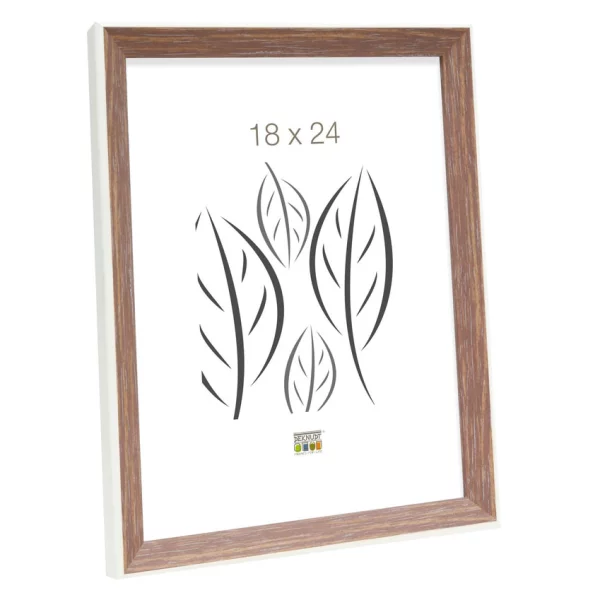 Kunststoff Bilderrahmen Amel 18x24 cm | Weiß-beige | Normalglas (2 mm)