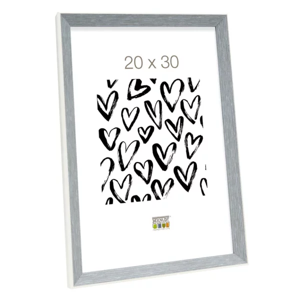 Kunststoff Bilderrahmen Amel 18x24 cm | Weiß-grau | Normalglas (2 mm)