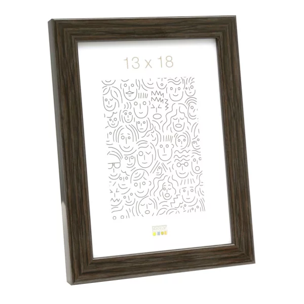 Cadre en plastique imitation loupe de bois 30x40 cm | gris-brun | verre standard (2 mm)