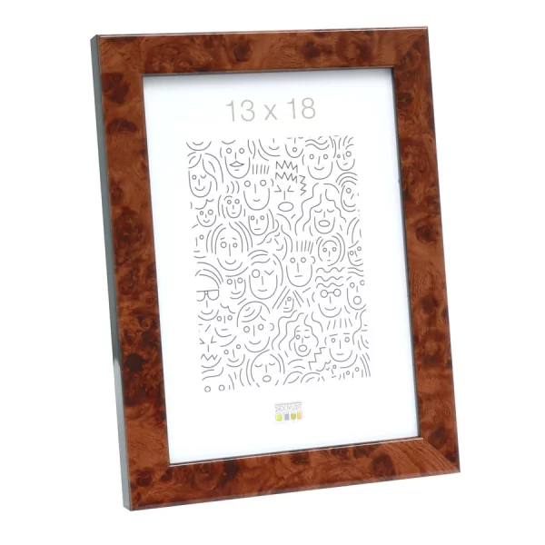 Cadre en plastique imitation loupe de bois 30x45 cm | brun clair | verre standard (2 mm)