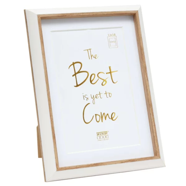 Cadre en bois Linda avec passe-partout 10x15 cm (7x10 cm) | blanc avec marron | verre standard (2 mm)