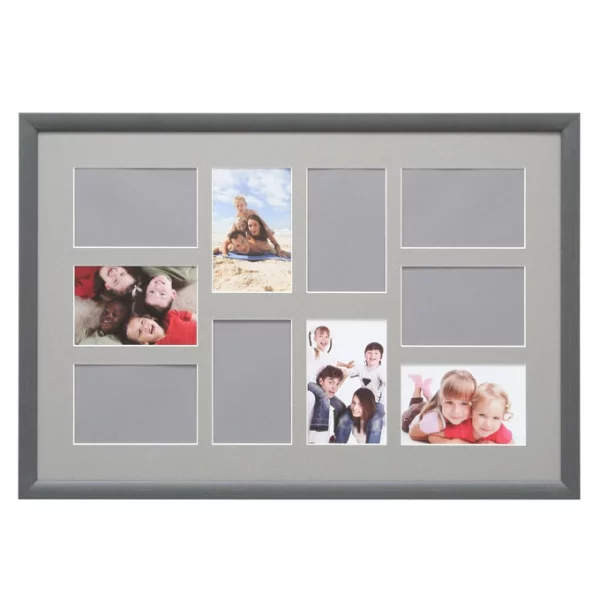 Cadre multi photos Olivia pour 10 photos 40x60 cm (10x15 cm) | gris | verre standard (2 mm)