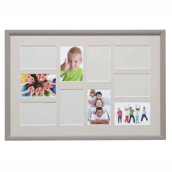 Cadre multi photos Olivia pour 10 photos 40x60 cm (10x15 cm) | gris clair | verre standard (2 mm)