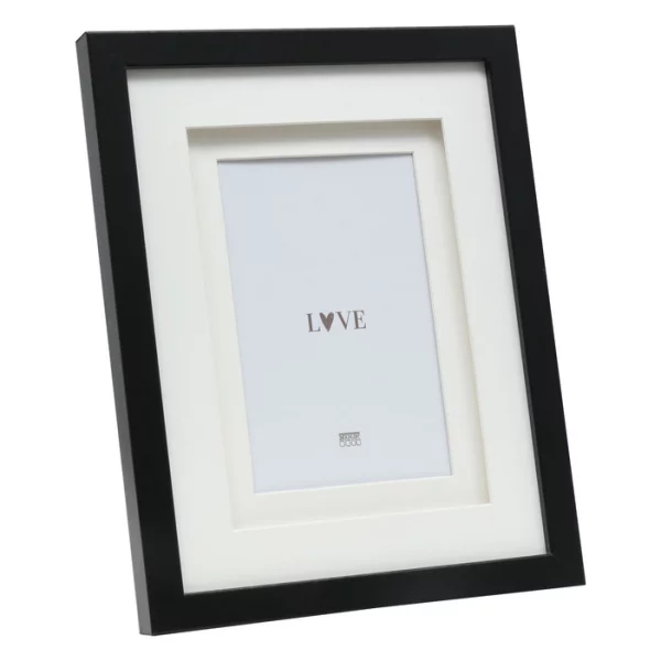 Cadre en bois Anna avec passe-partout double 10x15 cm | noir | verre standard (2 mm)