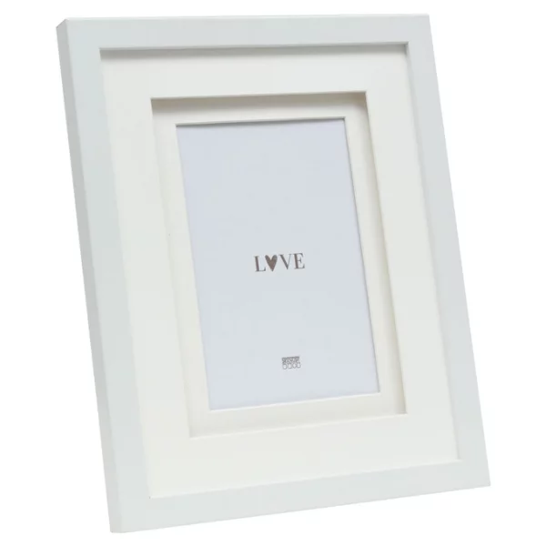 Cadre en bois Anna avec passe-partout double 10x15 cm | blanc | verre standard (2 mm)