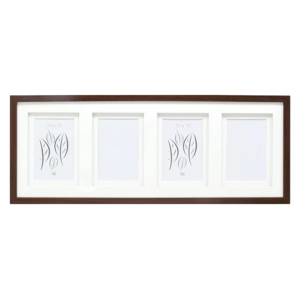 Cadre multi photos en bois Anna pour 6 photos avec passe-partout double 4x10x15 cm | brun | verre standard (2 mm)