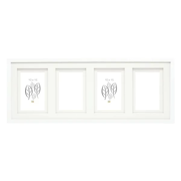 Cadre multi photos en bois Anna pour 6 photos avec passe-partout double 4x10x15 cm | blanc | verre standard (2 mm)