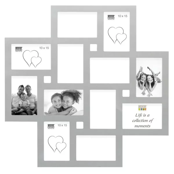 Cadre pêle-mêle Yasmine pour 12 photos 10x15 cm | argent | verre standard (2 mm)