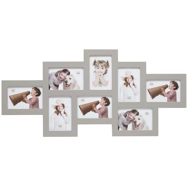 Cadre pêle-mêle Yasmine pour 8 photos 10x15 cm | gris | verre standard (2 mm)