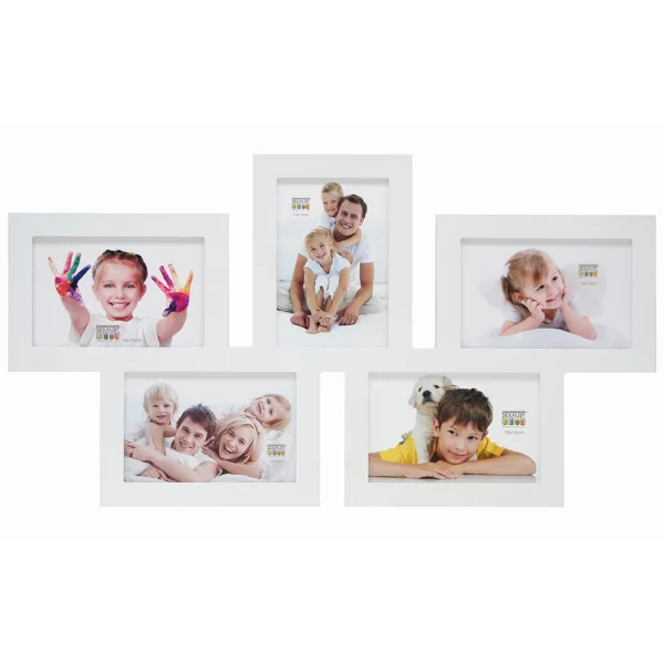Cadre pêle-mêle Yasmine pour 5 photos 10x15 cm | blanc | verre standard (2 mm)