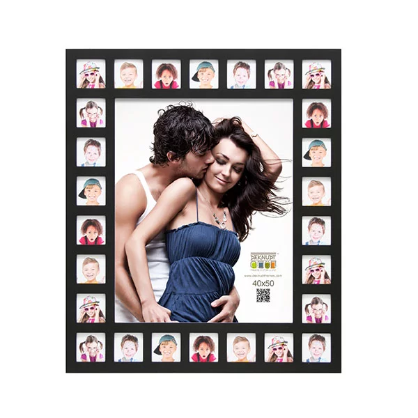 Cadre multi photos Noah pour 27 photos 7x7 cm, 40x50 cm | noir | verre standard (2 mm)