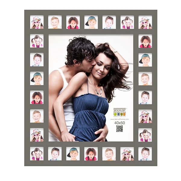 Cadre multi photos Noah pour 27 photos 7x7 cm, 40x50 cm | taupe | verre standard (2 mm)