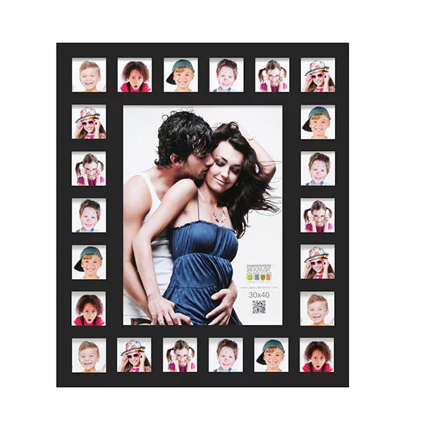Cadre multi photos Noah pour 23 photos 7x7 cm, 30x40 cm | noir | verre standard (2 mm)