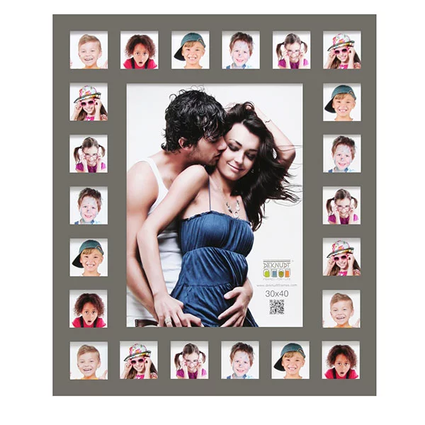 Cadre multi photos Noah pour 23 photos 7x7 cm, 30x40 cm | taupe | verre standard (2 mm)