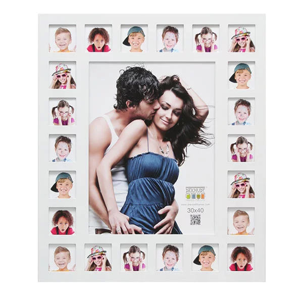 Cadre multi photos Noah pour 23 photos 7x7 cm, 30x40 cm | blanc | verre standard (2 mm)