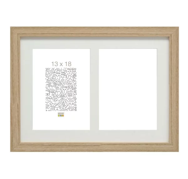Cadre multi photos Juliette pour 2 photos 13x18 cm | naturel | verre standard (2 mm)