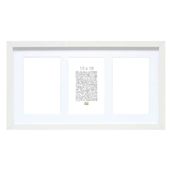 Cadre multi photos Juliette pour 3 photos 13x18 cm | blanc | verre standard (2 mm)
