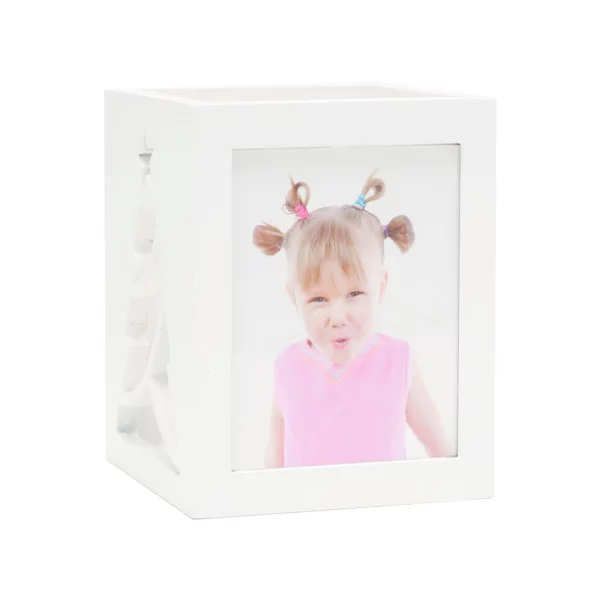 Porte-bougie 6x7 cm | blanc avec motif de sapin de noël | verre synthétique (2 mm)