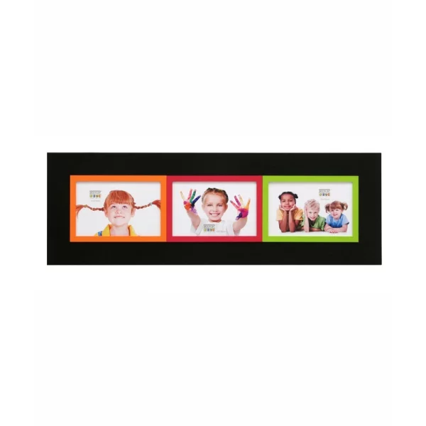 Cadre multi photos Theo pour 3 photos 10x15 cm | vert-orange-rouge-noir | verre standard (2 mm)