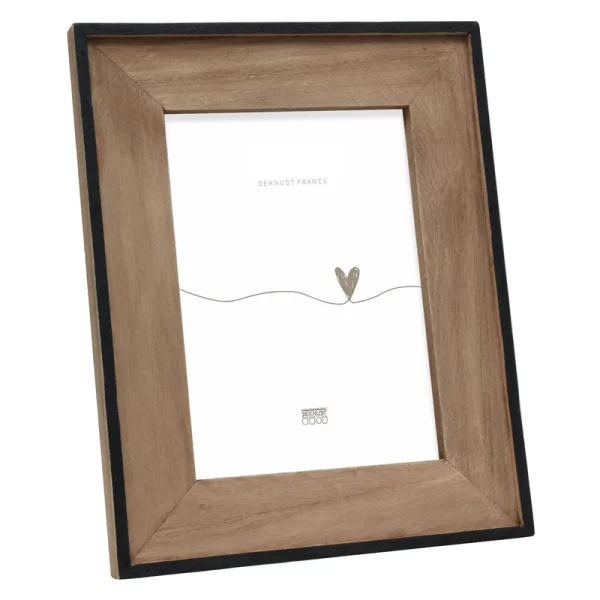 Cadre en bois à profil étroit avec marie-louise 10x15 cm | noir-marron | verre standard (2 mm)