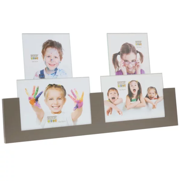 Porte-photo pour 4 photos 4x10x15 cm | taupe | verre synthétique (2 mm)