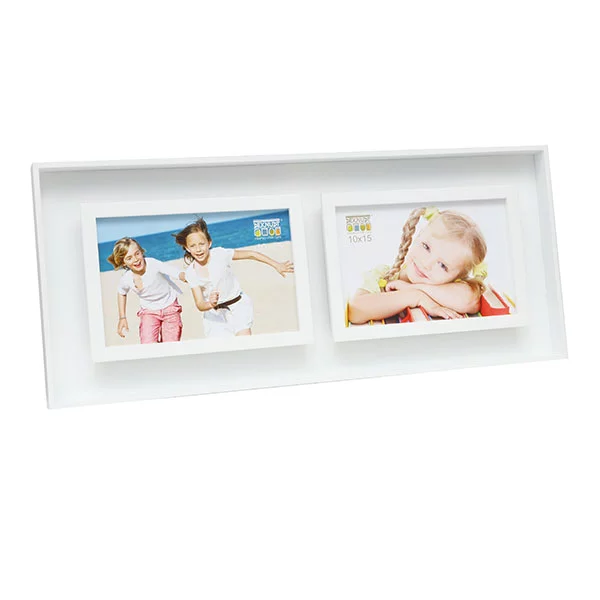 Cadre pour 2 photos effet de profondeur 2x10x15 cm | blanc | verre standard (2 mm)