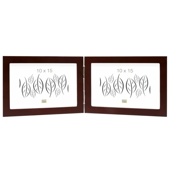 Cadre double Ruben à charnières 10x15 cm | brun | verre standard (2 mm)