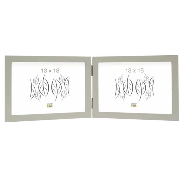 Cadre double Ruben à charnières 10x15 cm | gris | verre standard (2 mm)
