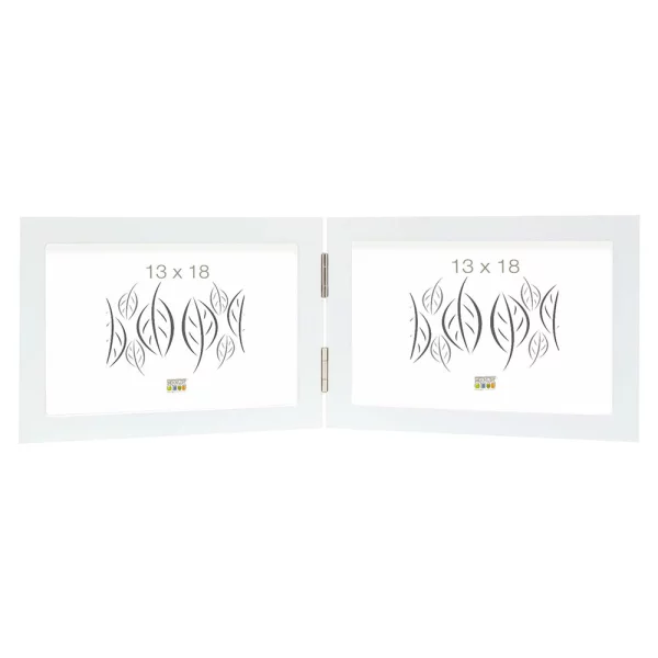 Cadre double Ruben à charnières 10x15 cm | blanc | verre standard (2 mm)