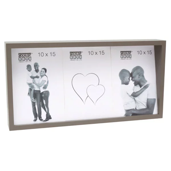 Cadre photo avec dos incliné pour 3 photos 10x15 cm | taupe | verre standard (2 mm)