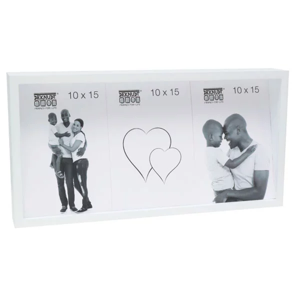 Cadre photo avec dos incliné pour 3 photos 10x15 cm | blanc | verre standard (2 mm)