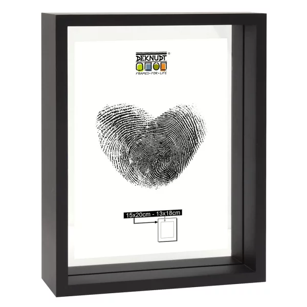 Cadre en bois entre deux verres pour un effet flottant 15x20 cm | noir | verre standard (2 mm)