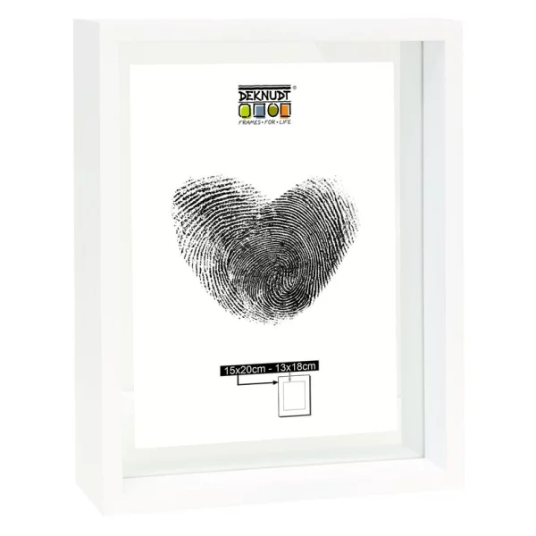 Cadre en bois entre deux verres pour un effet flottant 15x20 cm | blanc | verre standard (2 mm)