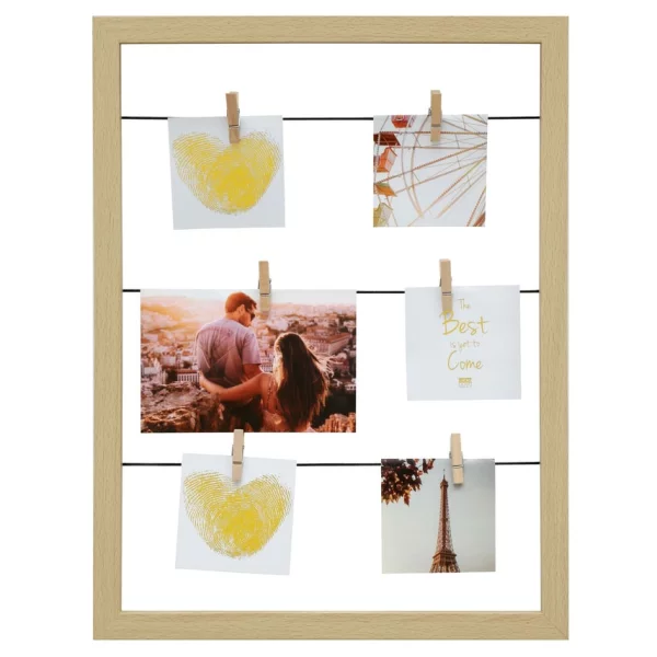Tableau mémo (MDF) avec pinces à linge 30x40 cm | naturel | sans verre, avec panneau arrière