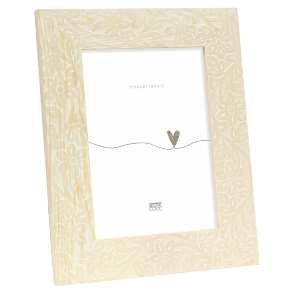 Cadre photo en bois avec motif floral 10x15 cm | naturel | verre standard (2 mm)