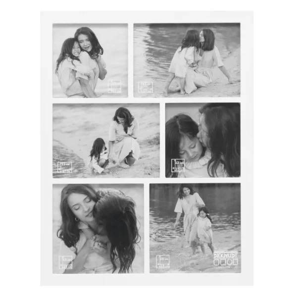 Cadre multi photos design pour 6 photos au look moderne 2x12x12 cm,2x12x17 cm, 2x15x15 cm | blanc | verre standard (2 mm)