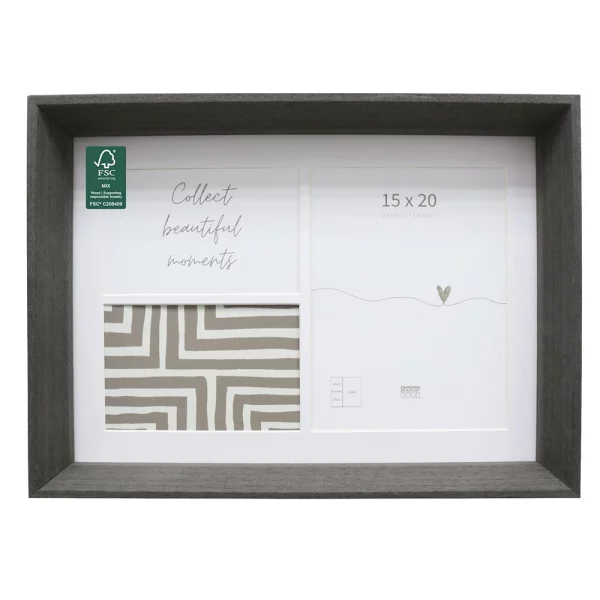 Cadre multi photos (MDF) Elise pour 3 photos 2x10x15 cm, 15x20 cm | gris | verre standard (2 mm)