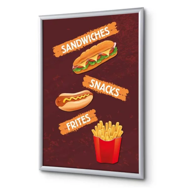 Cadre pour affiche, 25 mm, Set complet comprenant l'affiche: Collations (français / anglais / allemand / espagnol) 21x29,7 cm (A4) | Anglais | verre synthétique mat (1 mm)