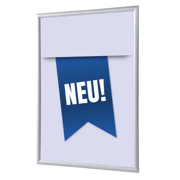 Cadre pour affiche, 25 mm, Set complet comprenant l'affiche: Nouveau (français / anglais / allemand / espagnol) 21x29,7 cm (A4) | Bleu - Allemand | verre synthétique mat (1 mm)