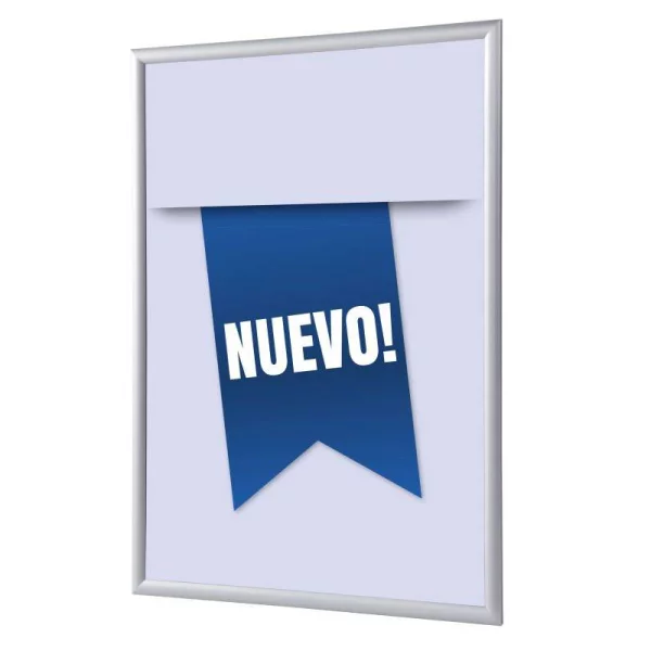 Cadre pour affiche, 25 mm, Set complet comprenant l'affiche: Nouveau (français / anglais / allemand / espagnol) 21x29,7 cm (A4) | Bleu - Espagnol | verre synthétique mat (1 mm)