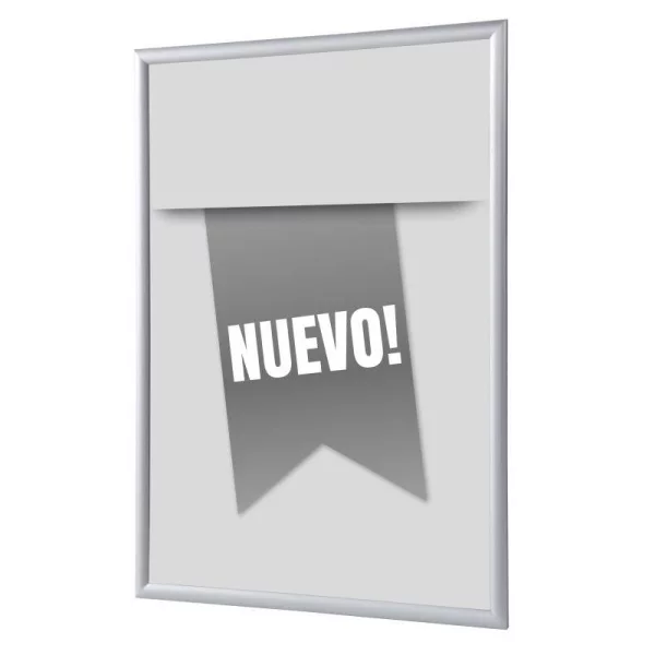 Cadre pour affiche, 25 mm, Set complet comprenant l'affiche: Nouveau (français / anglais / allemand / espagnol) 21x29,7 cm (A4) | Gris - Espagnol | verre synthétique mat (1 mm)