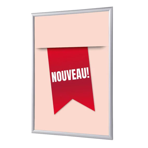 Cadre pour affiche, 25 mm, Set complet comprenant l'affiche: Nouveau (français / anglais / allemand / espagnol) 21x29,7 cm (A4) | Rouge - Français | verre synthétique mat (1 mm)