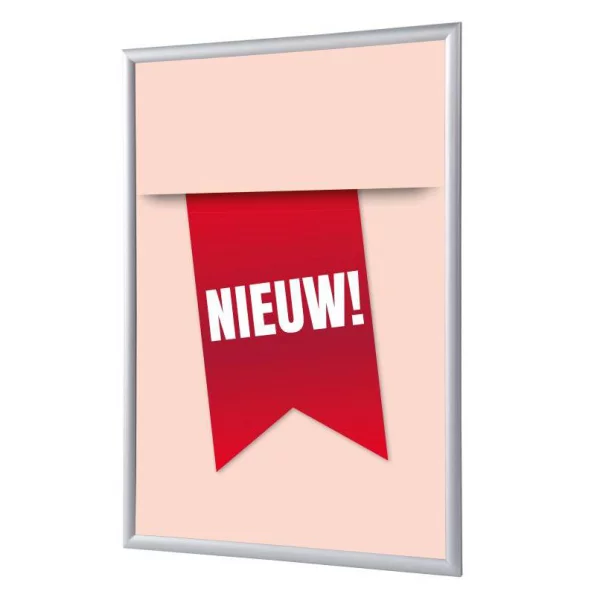 Kliklijst 25 mm, Complete Set inclusief poster: Nieuw (Nederlands / Engels / Duits) 21x29,7 cm (A4) | Rood - Nederlands | kunstglas, gematteerd (1 mm)