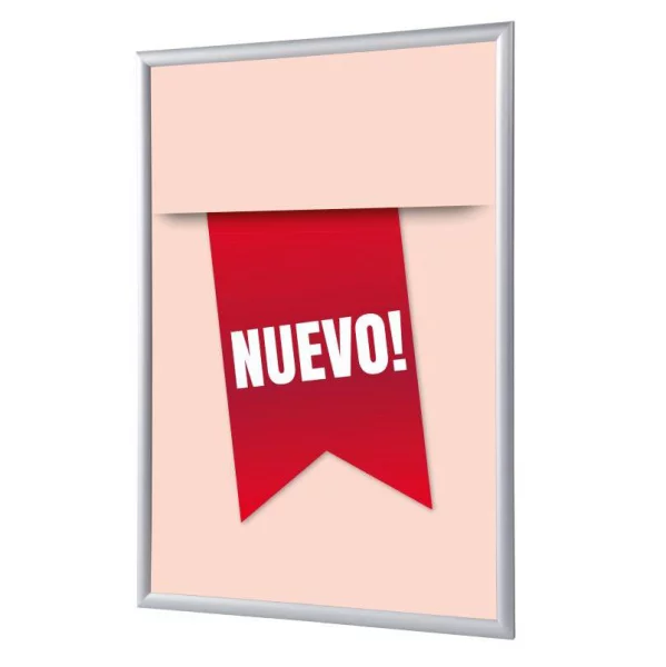 Cadre pour affiche, 25 mm, Set complet comprenant l'affiche: Nouveau (français / anglais / allemand / espagnol) 21x29,7 cm (A4) | Rouge - Espagnol | verre synthétique mat (1 mm)