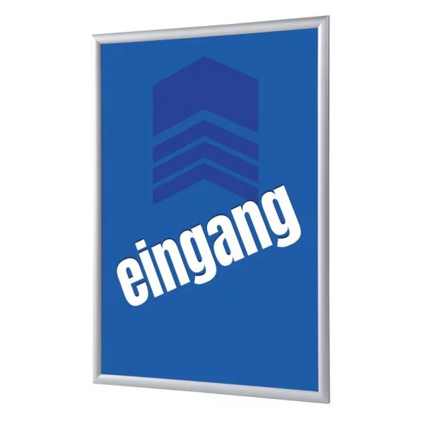 Cadre pour affiche, 25 mm, Set complet comprenant l'affiche: Entrée (français / anglais / allemand / espagnol) 21x29,7 cm (A4) | Bleu - Allemand | verre synthétique mat (1 mm)