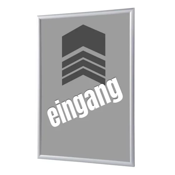 Cadre pour affiche, 25 mm, Set complet comprenant l'affiche: Entrée (français / anglais / allemand / espagnol) 21x29,7 cm (A4) | Gris - Allemand | verre synthétique mat (1 mm)