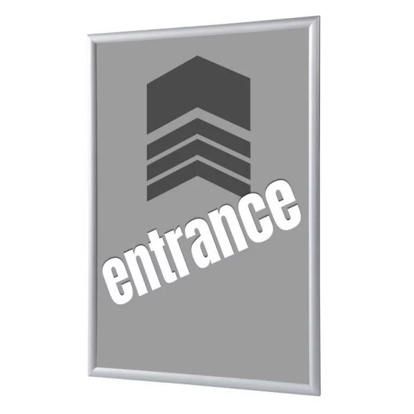 Cadre pour affiche, 25 mm, Set complet comprenant l'affiche: Entrée (français / anglais / allemand / espagnol) 21x29,7 cm (A4) | Gris - Anglais | verre synthétique mat (1 mm)