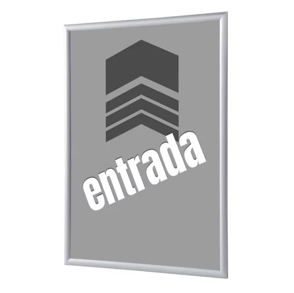 Cadre pour affiche, 25 mm, Set complet comprenant l'affiche: Entrée (français / anglais / allemand / espagnol) 21x29,7 cm (A4) | Gris - Espagnol | verre synthétique mat (1 mm)