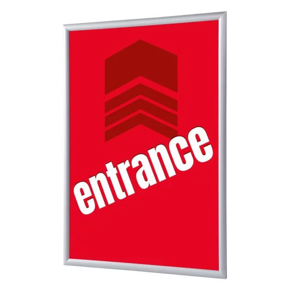 Cadre pour affiche, 25 mm, Set complet comprenant l'affiche: Entrée (français / anglais / allemand / espagnol) 21x29,7 cm (A4) | Rouge - Anglais | verre synthétique mat (1 mm)